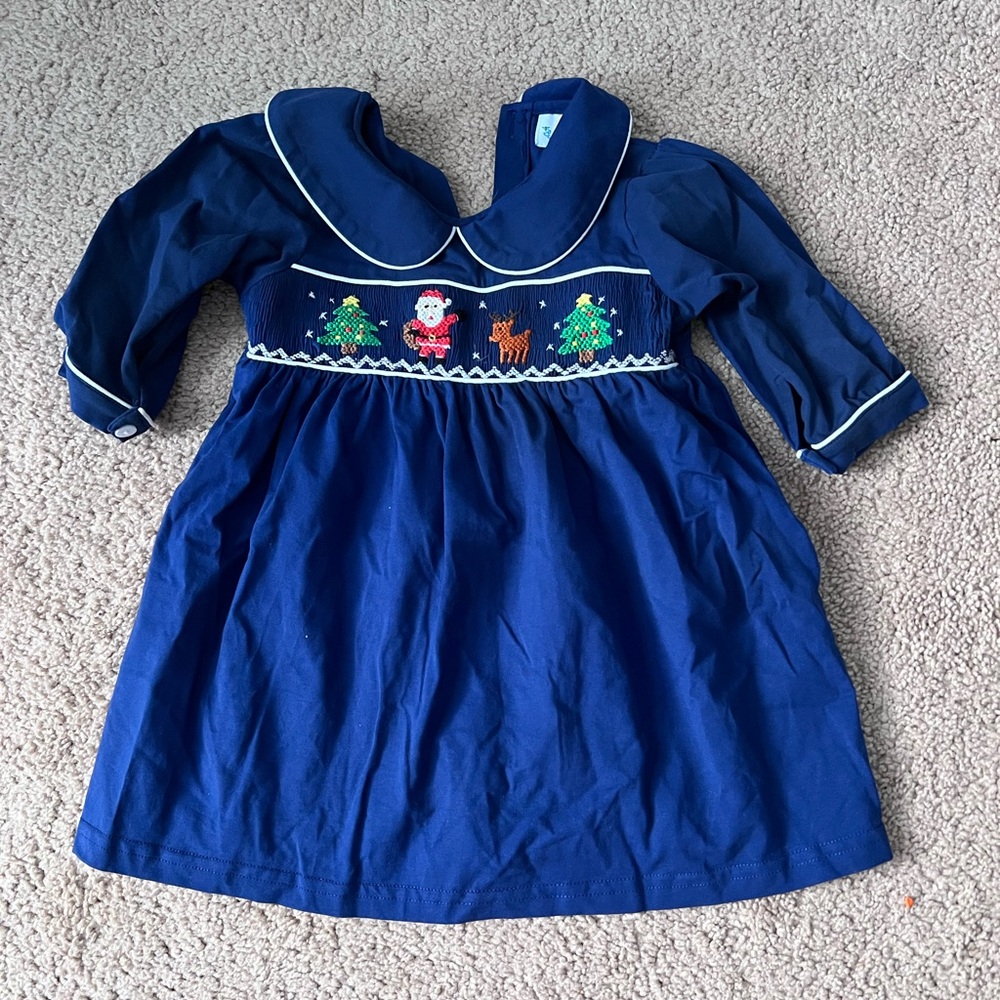 Christmas Smocked Dress 9m EUC